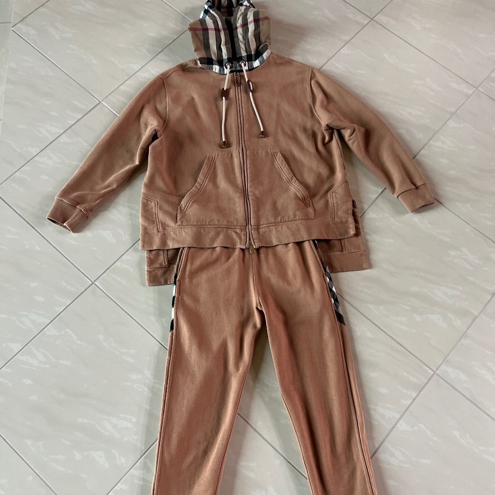 2816 Burberry Melodie Camel Zip Up Hoodie & sweatpants Tracksuit size XXS
